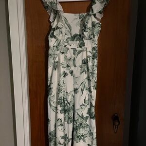 Floral Jumpsuit with Ruffled Sleeves